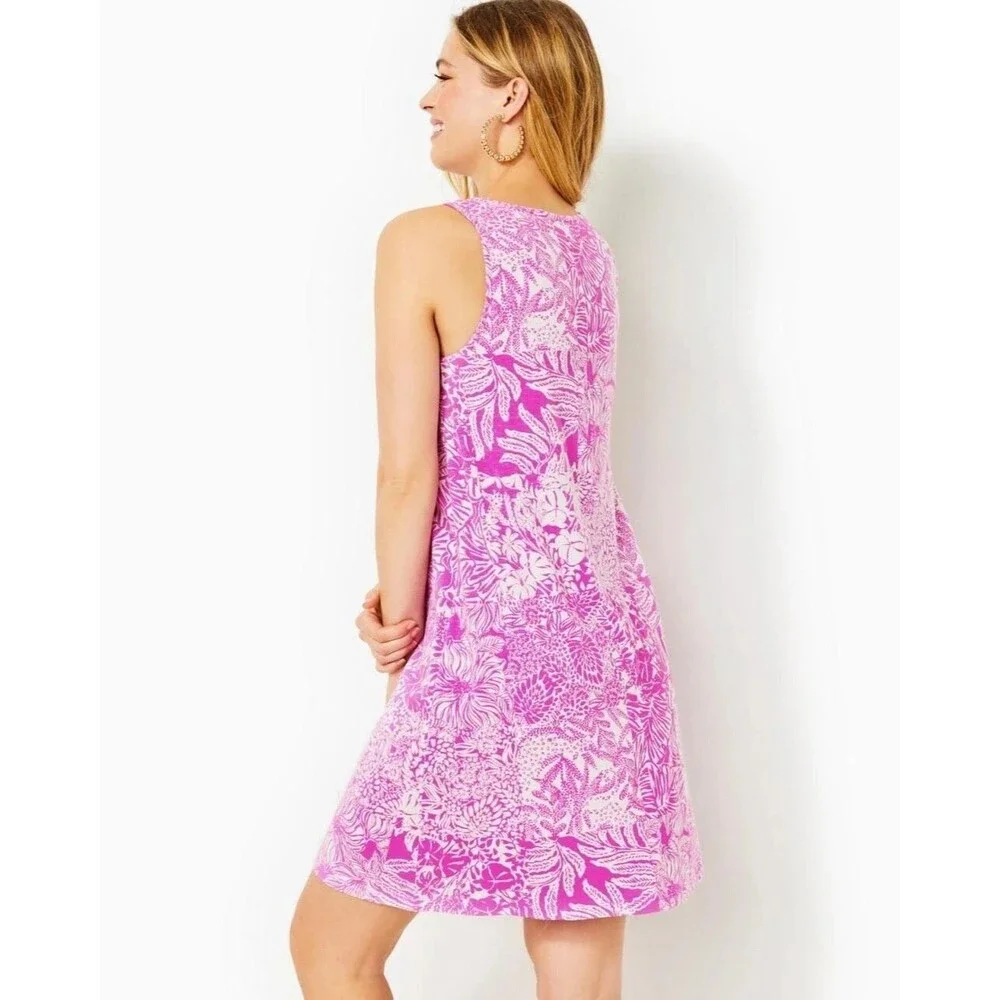 Lilly Pulitzer Lela Henley Tank Mini Dress Printed Cotton Sleeveless XL 279318 - Picture 2 of 11